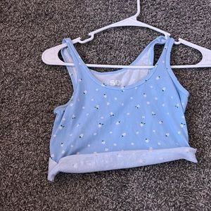 light blue flower crop top